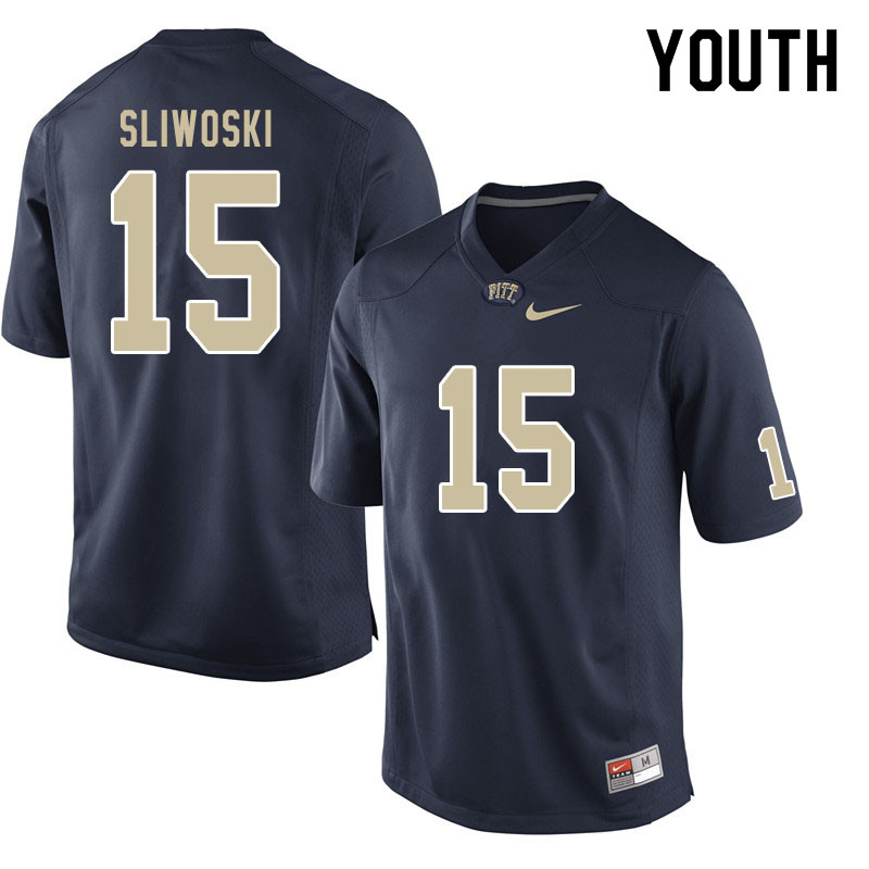 Youth #15 Justin Sliwoski Pitt Panthers College Football Jerseys Sale-Navy